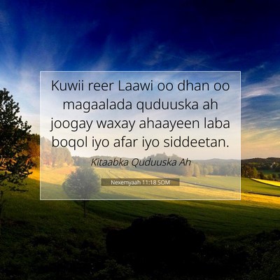 Picture 07 - Nexemyaah 11:18 SOM - Kuwii reer Laawi oo dhan oo magaalada quduuska ah - Bible Verse Picture