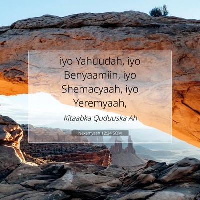 Picture 07 - Nexemyaah 12:34 SOM - iyo Yahuudah, iyo Benyaamiin, iyo Shemacyaah, iyo - Bible Verse Picture