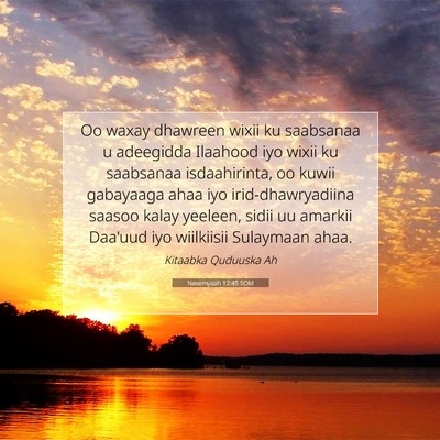 Picture 07 - Nexemyaah 12:45 SOM - Oo waxay dhawreen wixii ku saabsanaa u adeegidda - Bible Verse Picture