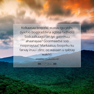 Picture 07 - Nexemyaah 2:6 SOM - Kolkaasaa boqorkii wuxuu igu yidhi, (iyadoo - Bible Verse Picture