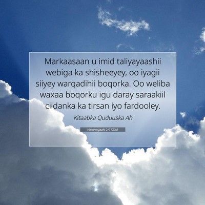 Picture 07 - Nexemyaah 2:9 SOM - Markaasaan u imid taliyayaashii webiga ka - Bible Verse Picture