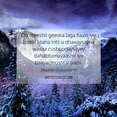 Picture 07 - Nexemyaah 3:32 SOM - Oo meeshii geeska laga fuulo iyo Iriddii Idaha - Bible Verse Picture