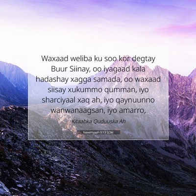 Picture 07 - Nexemyaah 9:13 SOM - Waxaad weliba ku soo kor degtay Buur Siinay, oo - Bible Verse Picture