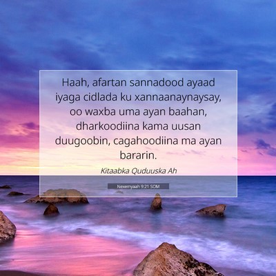 Picture 07 - Nexemyaah 9:21 SOM - Haah, afartan sannadood ayaad iyaga cidlada ku - Bible Verse Picture