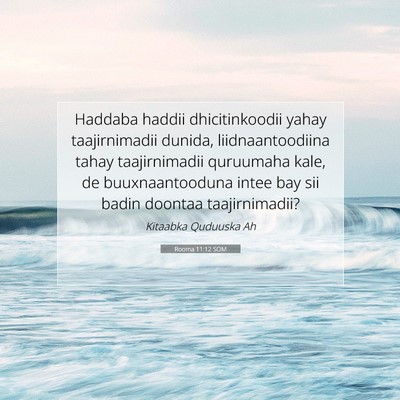 Picture 07 - Rooma 11:12 SOM - Haddaba haddii dhicitinkoodii yahay taajirnimadii - Bible Verse Picture