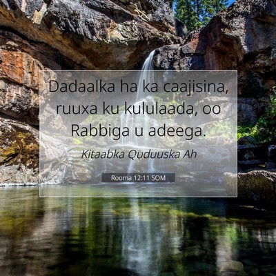 Picture 07 - Rooma 12:11 SOM - Dadaalka ha ka caajisina, ruuxa ku kululaada, oo - Bible Verse Picture