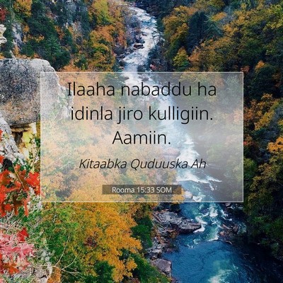 Picture 07 - Rooma 15:33 SOM - Ilaaha nabaddu ha idinla jiro kulligiin. - Bible Verse Picture