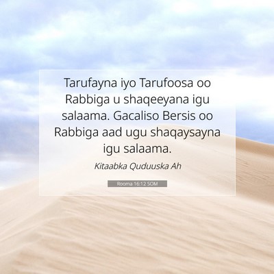 Picture 07 - Rooma 16:12 SOM - Tarufayna iyo Tarufoosa oo Rabbiga u shaqeeyana - Bible Verse Picture