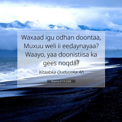 Picture 07 - Rooma 9:19 SOM - Waxaad igu odhan doontaa, Muxuu weli ii - Bible Verse Picture