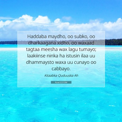Picture 07 - Ruud 3:3 SOM - Haddaba maydho, oo subko, oo dharkaagana xidho, - Bible Verse Picture