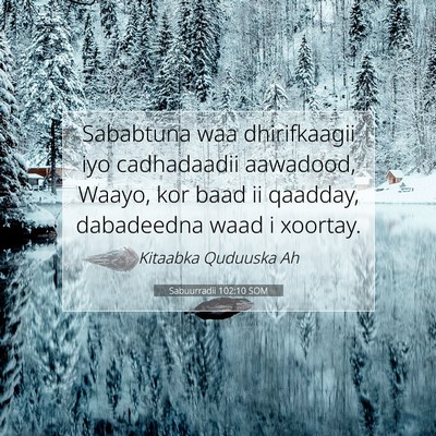 Picture 07 - Sabuurradii 102:10 SOM - Sababtuna waa dhirifkaagii iyo cadhadaadii - Bible Verse Picture