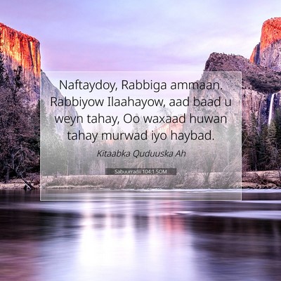 Picture 07 - Sabuurradii 104:1 SOM - Naftaydoy, Rabbiga ammaan. Rabbiyow Ilaahayow, - Bible Verse Picture