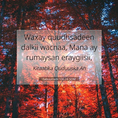 Picture 07 - Sabuurradii 106:24 SOM - Waxay quudhsadeen dalkii wacnaa, Mana ay rumaysan - Bible Verse Picture