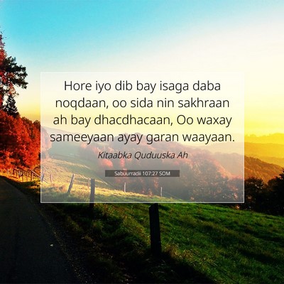 Picture 07 - Sabuurradii 107:27 SOM - Hore iyo dib bay isaga daba noqdaan, oo sida nin - Bible Verse Picture