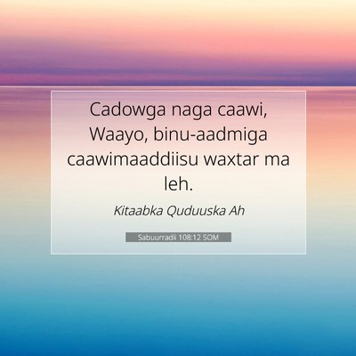 Picture 07 - Sabuurradii 108:12 SOM - Cadowga naga caawi, Waayo, binu-aadmiga - Bible Verse Picture
