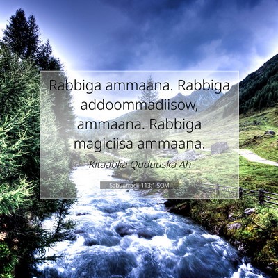 Picture 07 - Sabuurradii 113:1 SOM - Rabbiga ammaana. Rabbiga addoommadiisow, ammaana. - Bible Verse Picture