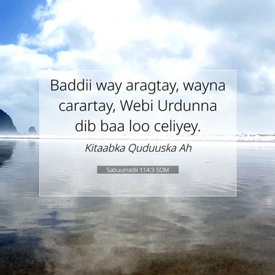 Picture 07 - Sabuurradii 114:3 SOM - Baddii way aragtay, wayna carartay, Webi Urdunna - Bible Verse Picture