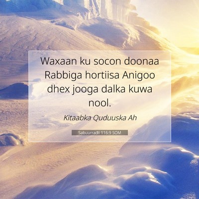 Picture 07 - Sabuurradii 116:9 SOM - Waxaan ku socon doonaa Rabbiga hortiisa Anigoo - Bible Verse Picture