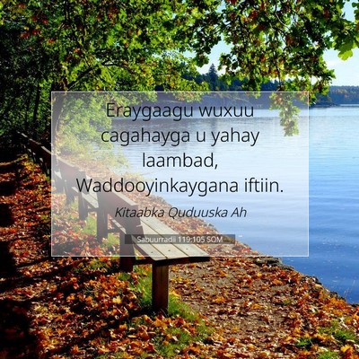 Picture 07 - Sabuurradii 119:105 SOM - Eraygaagu wuxuu cagahayga u yahay laambad, - Bible Verse Picture