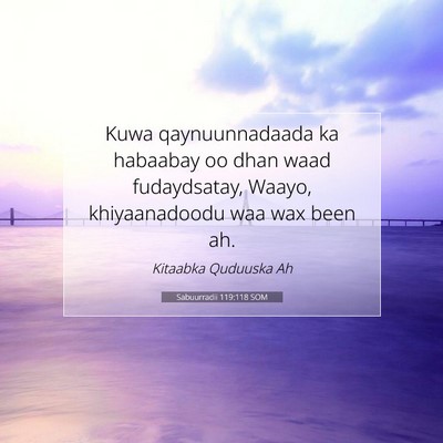 Picture 07 - Sabuurradii 119:118 SOM - Kuwa qaynuunnadaada ka habaabay oo dhan waad - Bible Verse Picture