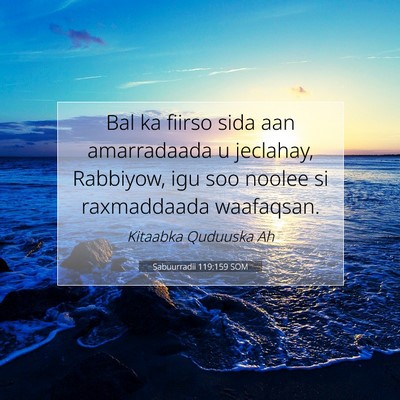 Picture 07 - Sabuurradii 119:159 SOM - Bal ka fiirso sida aan amarradaada u jeclahay, - Bible Verse Picture