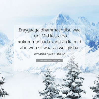 Picture 07 - Sabuurradii 119:160 SOM - Eraygaaga dhammaantiisu waa run, Mid kasta oo - Bible Verse Picture