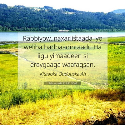 Picture 07 - Sabuurradii 119:41 SOM - Rabbiyow, naxariistaada iyo weliba badbaadintaadu - Bible Verse Picture