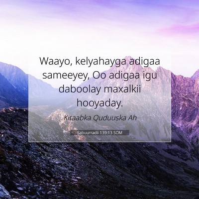 Picture 07 - Sabuurradii 139:13 SOM - Waayo, kelyahayga adigaa sameeyey, Oo adigaa igu - Bible Verse Picture