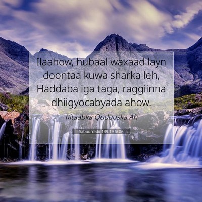 Picture 07 - Sabuurradii 139:19 SOM - Ilaahow, hubaal waxaad layn doontaa kuwa sharka - Bible Verse Picture