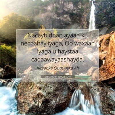 Picture 07 - Sabuurradii 139:22 SOM - Nacayb dhan ayaan ku necbahay iyaga, Oo waxaan - Bible Verse Picture