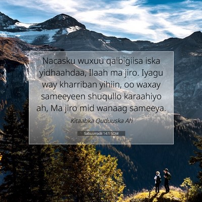 Picture 07 - Sabuurradii 14:1 SOM - Nacasku wuxuu qalbigiisa iska yidhaahdaa, Ilaah - Bible Verse Picture