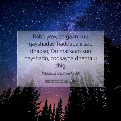 Picture 07 - Sabuurradii 141:1 SOM - Rabbiyow, adigaan kuu qayshaday, haddaba ii soo - Bible Verse Picture