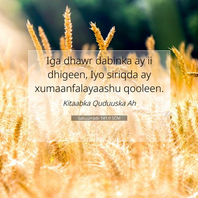 Picture 07 - Sabuurradii 141:9 SOM - Iga dhawr dabinka ay ii dhigeen, Iyo siriqda ay - Bible Verse Picture