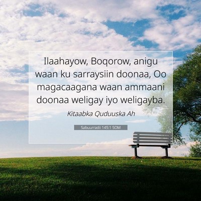 Picture 07 - Sabuurradii 145:1 SOM - Ilaahayow, Boqorow, anigu waan ku sarraysiin - Bible Verse Picture