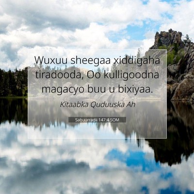 Picture 07 - Sabuurradii 147:4 SOM - Wuxuu sheegaa xiddigaha tiradooda, Oo kulligoodna - Bible Verse Picture