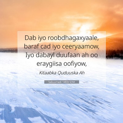 Picture 07 - Sabuurradii 148:8 SOM - Dab iyo roobdhagaxyaale, baraf cad iyo - Bible Verse Picture