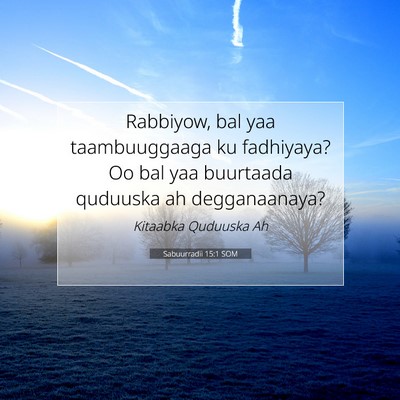Picture 07 - Sabuurradii 15:1 SOM - Rabbiyow, bal yaa taambuuggaaga ku fadhiyaya? Oo - Bible Verse Picture