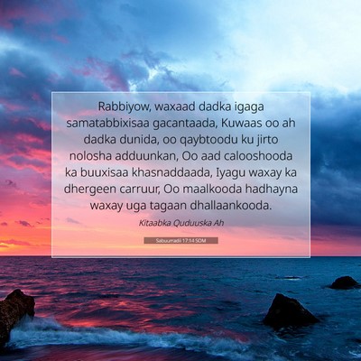 Picture 07 - Sabuurradii 17:14 SOM - Rabbiyow, waxaad dadka igaga samatabbixisaa - Bible Verse Picture