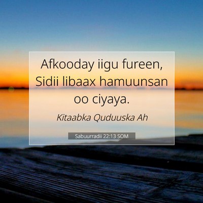 Picture 07 - Sabuurradii 22:13 SOM - Afkooday iigu fureen, Sidii libaax hamuunsan oo - Bible Verse Picture