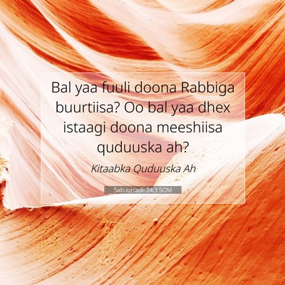 Picture 07 - Sabuurradii 24:3 SOM - Bal yaa fuuli doona Rabbiga buurtiisa? Oo bal yaa - Bible Verse Picture
