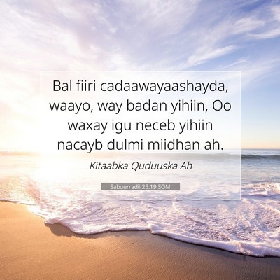 Picture 07 - Sabuurradii 25:19 SOM - Bal fiiri cadaawayaashayda, waayo, way badan - Bible Verse Picture