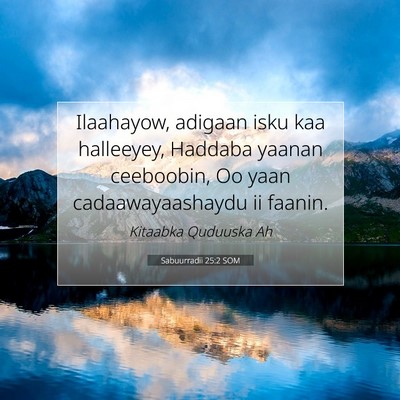 Picture 07 - Sabuurradii 25:2 SOM - Ilaahayow, adigaan isku kaa halleeyey, Haddaba - Bible Verse Picture