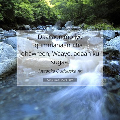 Picture 07 - Sabuurradii 25:21 SOM - Daacadnimo iyo qummanaanu ha i dhawreen, Waayo, - Bible Verse Picture