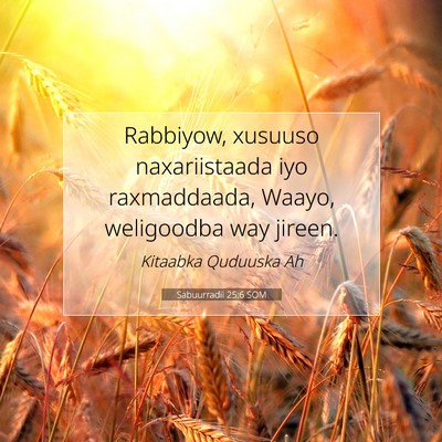 Picture 07 - Sabuurradii 25:6 SOM - Rabbiyow, xusuuso naxariistaada iyo raxmaddaada, - Bible Verse Picture