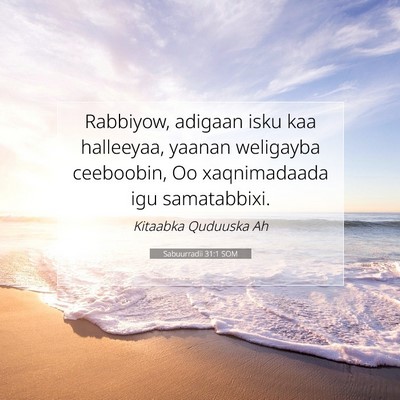 Picture 07 - Sabuurradii 31:1 SOM - Rabbiyow, adigaan isku kaa halleeyaa, yaanan - Bible Verse Picture