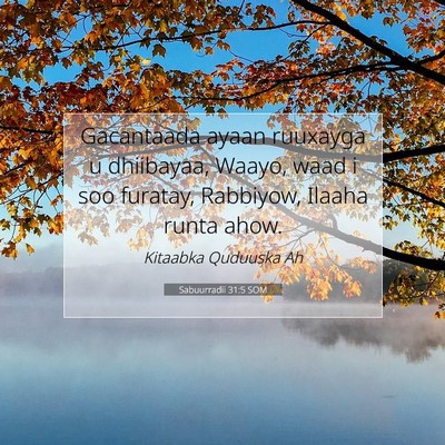Picture 07 - Sabuurradii 31:5 SOM - Gacantaada ayaan ruuxayga u dhiibayaa, Waayo, - Bible Verse Picture
