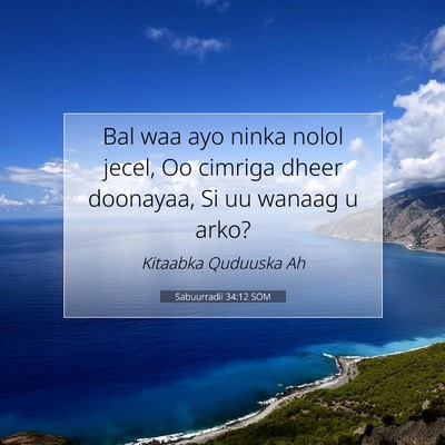 Picture 07 - Sabuurradii 34:12 SOM - Bal waa ayo ninka nolol jecel, Oo cimriga dheer - Bible Verse Picture