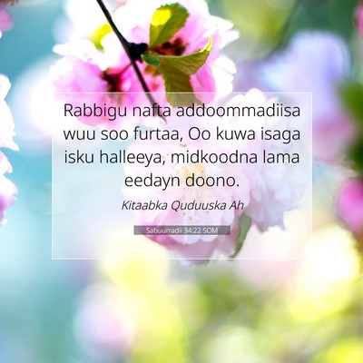 Picture 07 - Sabuurradii 34:22 SOM - Rabbigu nafta addoommadiisa wuu soo furtaa, Oo - Bible Verse Picture