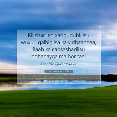 Picture 07 - Sabuurradii 36:1 SOM - Kii shar leh xadgudubkiisu wuxuu qalbigiisa ka - Bible Verse Picture
