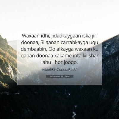 Picture 07 - Sabuurradii 39:1 SOM - Waxaan idhi, Jidadkaygaan iska jiri doonaa, Si - Bible Verse Picture